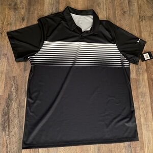 Nike Men's Polo Shirt in Black with White Stripes